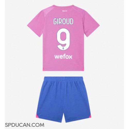 Dječji Nogometni Dres AC Milan Olivier Giroud #9 Rezervni 2023-24 Kratak Rukav (+ Kratke hlače)